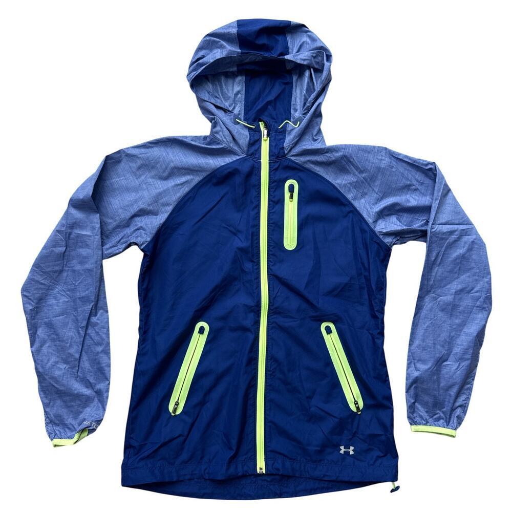 Under Armour Blue Lightweight Hooded Windbreaker Jacket Size S